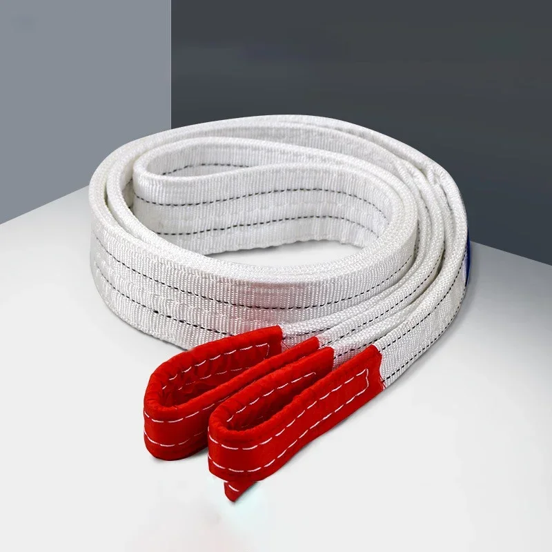 1tx3m 1tx1m 2tx1m cinto de elevação industrial resistente ao desgaste branco cinto de elevação plano reboque sling guindaste levantamento carga poliéster - Image 3