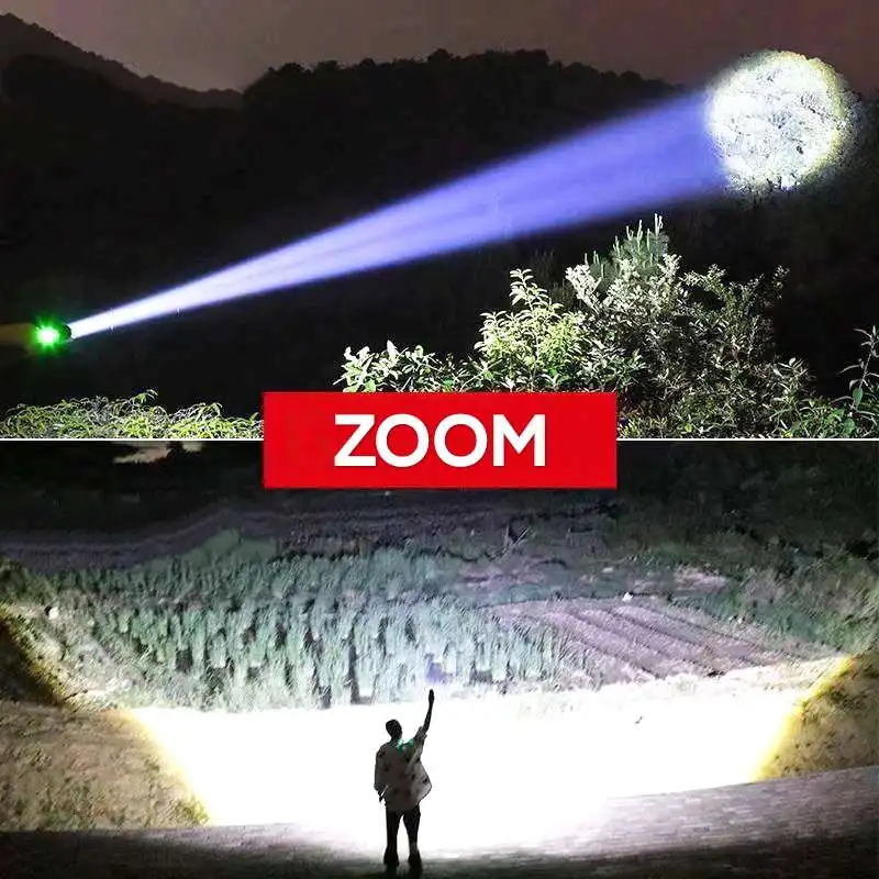 Lanternas LED de alta potência XHP390 100000 LM recarregável luz forte lanterna tática militar autodefesa emergência led tocha - Image 2
