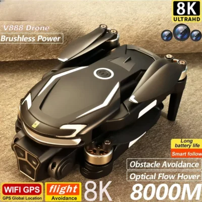 Original v88 zangão 8k profissional aéreo câmera dupla omnidirecional evitar obstáculos mini drone gps dobrável quadcopter 10km