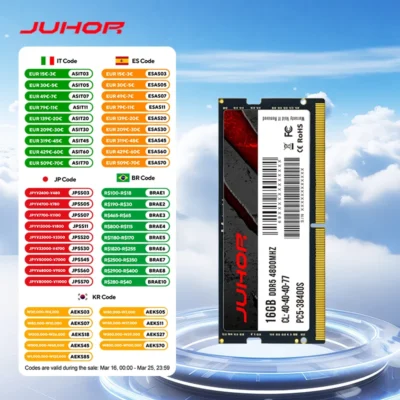 Memória Ram do portátil de JUHOR Sodimm DDR5 16GB 4800MHz