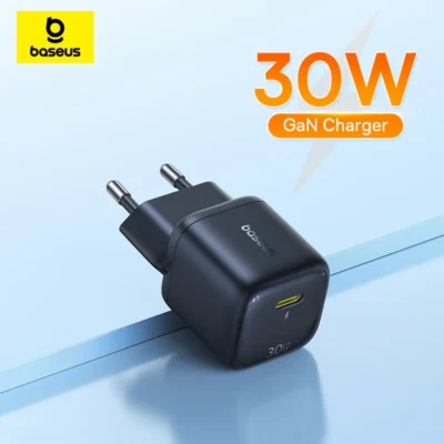 Carregador Baseus 30W GaN PD para iPhone 17 16 15 14 13 12 Max, Carregador Rápido PD3.0 QC3.0 para Celulares e Tablets Tipo C