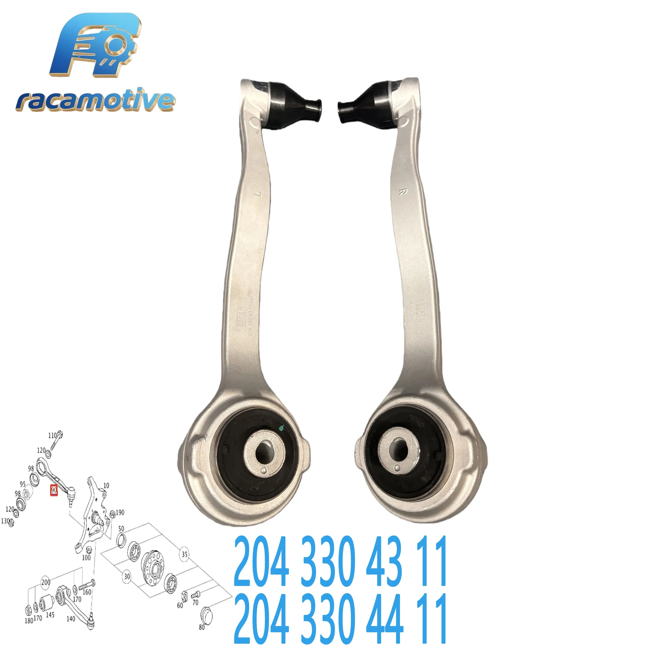 2043304311 2043304411 para Mercedes-Benz Classe C W203 W204 SLK R171 R172 SLC R172 CLK braço de controle curvo de suspensão inferior dianteira.