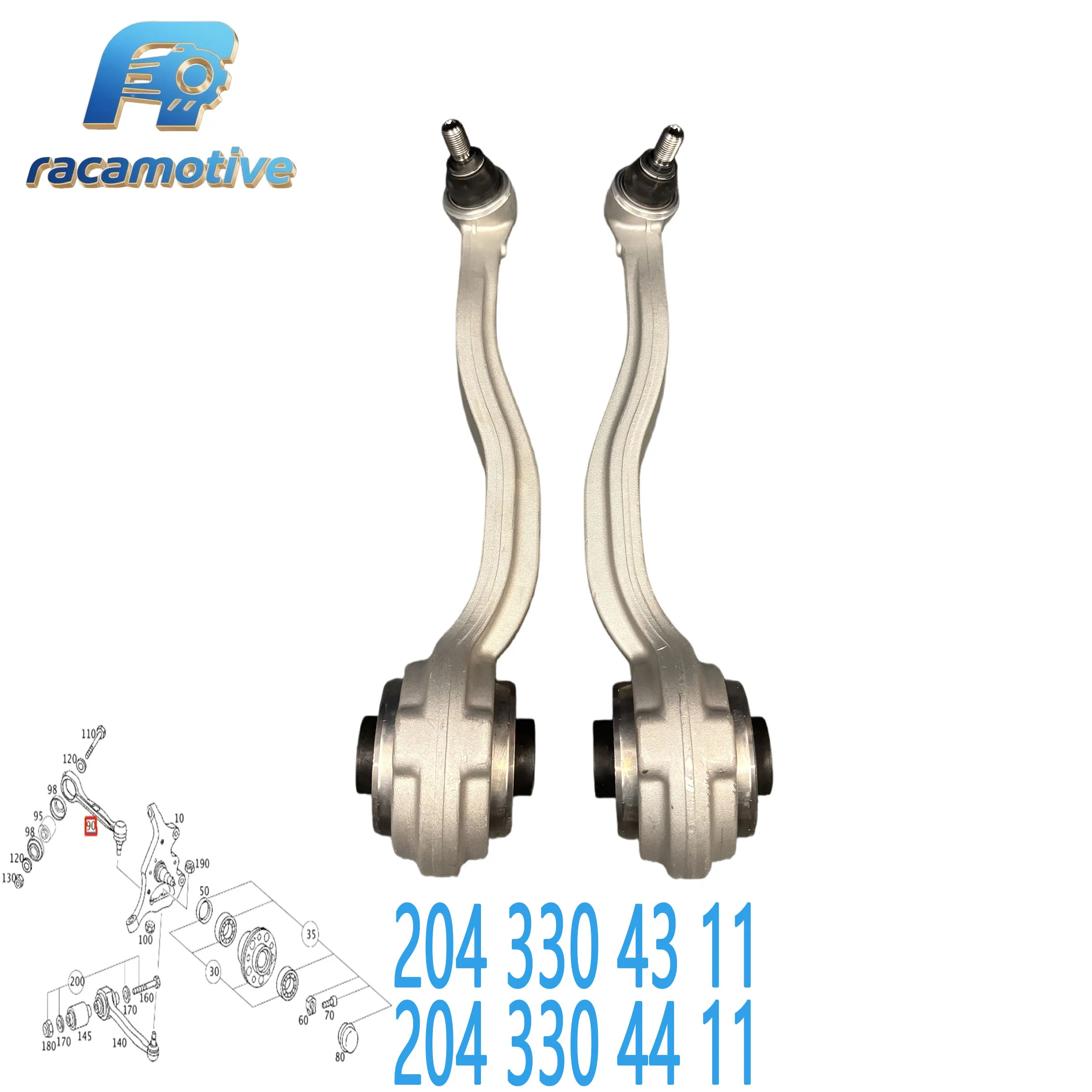 2043304311 2043304411 para Mercedes-Benz Classe C W203 W204 SLK R171 R172 SLC R172 CLK braço de controle curvo de suspensão inferior dianteira. - Image 2