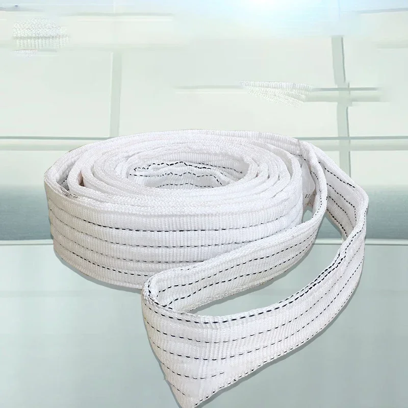 1tx3m 1tx1m 2tx1m cinto de elevação industrial resistente ao desgaste branco cinto de elevação plano reboque sling guindaste levantamento carga poliéster - Image 2