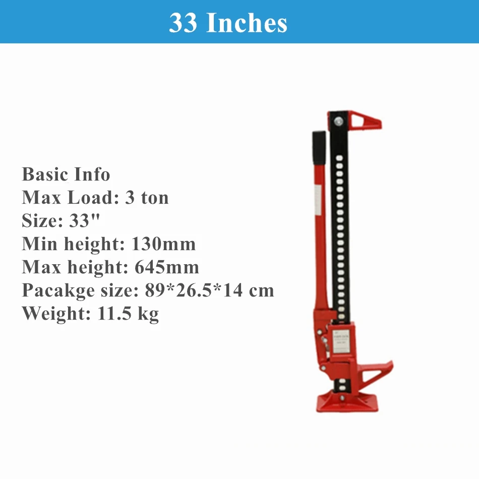1 pacote de aço de 3 toneladas hi lift jack capacidade de carga 33 "48" farm lift jack para suv offraod resgate vermelho todo elenco jack universal - Image 5