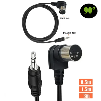 Cabo de Áudio Jack Estéreo para Microfone MIC, 5 Pinos, Aux Macho para MIDI Din, Alta Qualidade, 3.5mm, 0.5 m, 1.5 m, 3m