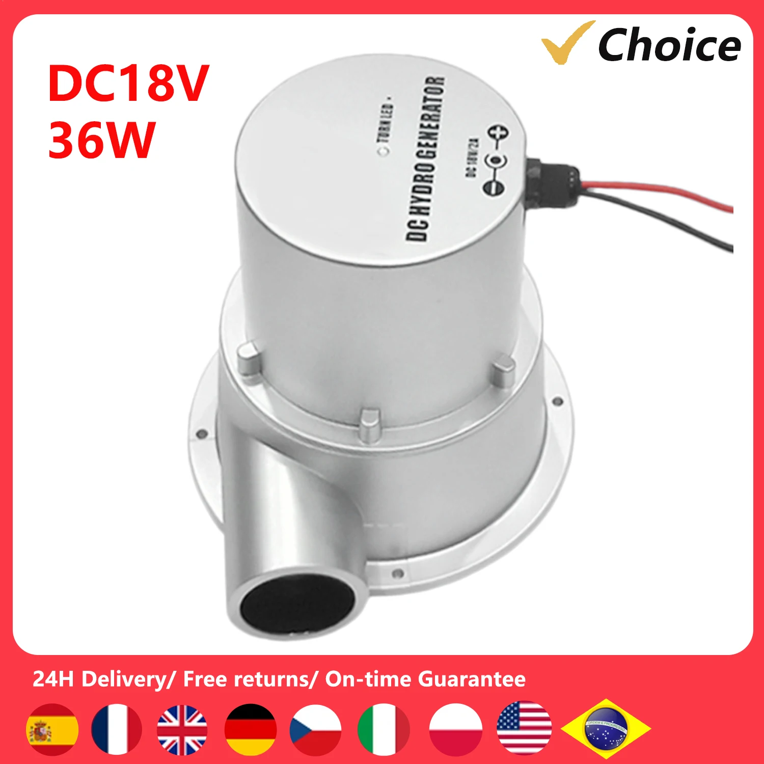 Gerador hidroelétrico pequeno dc18v 2a 36w, turbina de água, sem escova, dc ac, bomba hidráulica, gerador de alta potência