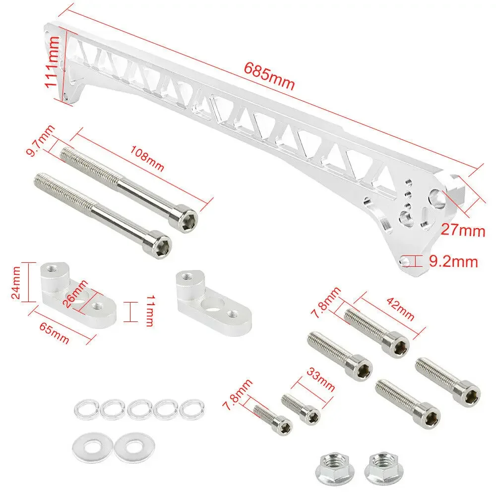 Kit de atualização de suspensão usinada de boleto de prata para 92-95 Honda Civic EG braços de controle inferiores traseiros + suporte de subquadro boleto - Image 2