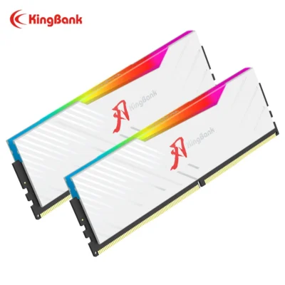Memória KingBank SOARBLADE KRRW Série DDR5 32GB (16GBx2) 64GB (32GBx2) Branca RGB 6400MHz Hynix A-Die para Overclocking