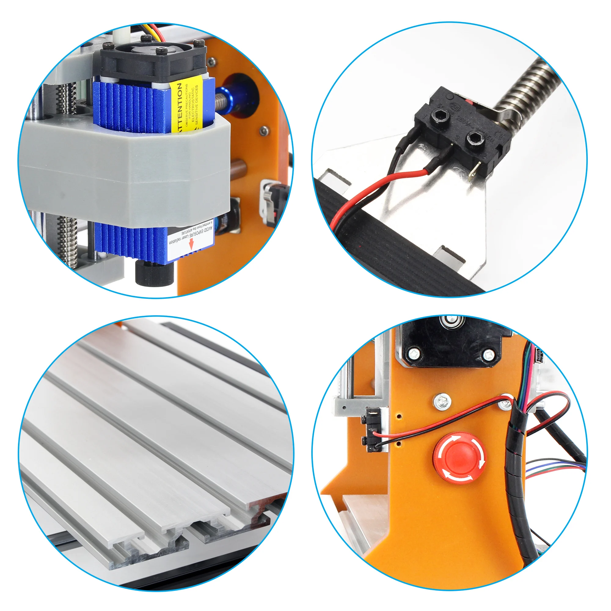 【Estoque nos EUA e UE e BR】 Novo kit de atualização de estrutura de metal de liga de alumina CNC 3018 Plus Nema17 42 Stepper com limite, interface de parada de emergência - Image 6