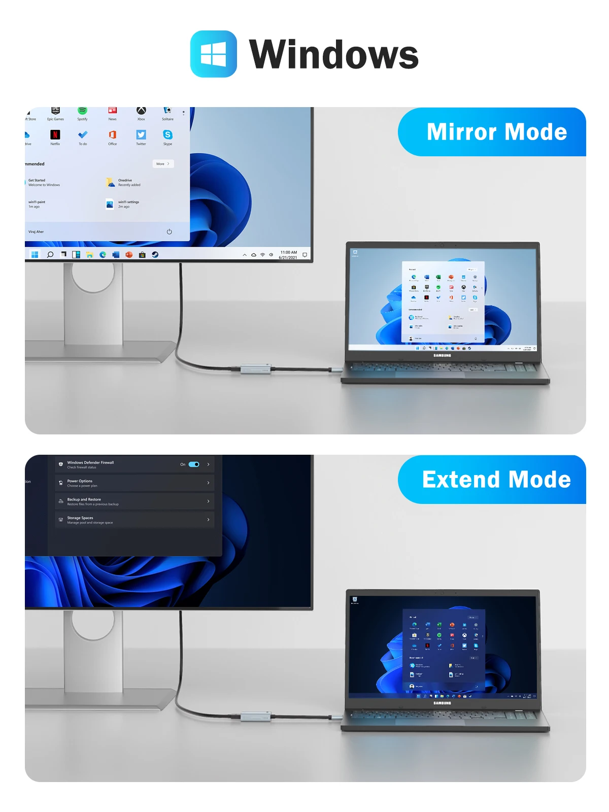 Lemorele USB para HDMI Adaptador Conversor Cabo Adaptador de Áudio e Vídeo Externo Multi Display Conversor para Desktop Laptop PC - Image 6