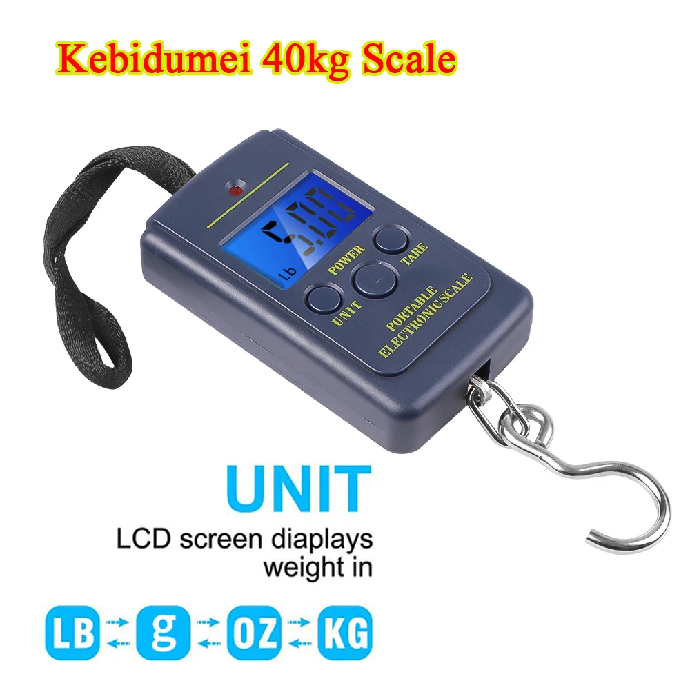 Balança eletrônica de 40kg/10g, lcd, retroiluminação digital, gancho pendurado, mini balança de bolso para bagagem, para pesca, viagem - Image 4