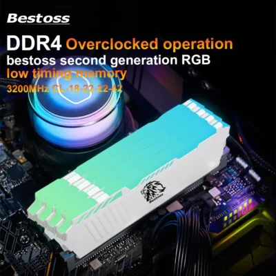 Memória RAM Bestoss RGB DDR4 8GB 16GB 32GB (2x16GB) XMP 2.0 3200MHz CL18 288 pinos 1.2V Dual-channel DIMM para PC Desktop