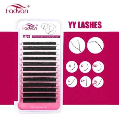 Fadvan l +/lu (m)/c/d/l/dd onda yy em forma 2d falso vison cílios dicas duplas mão-fazer cílios volume pré-fabricado fã extensão cílios