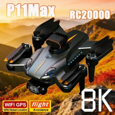 Drone P11 Max GPS 8K HD 5G Profissional para Fotografia Aérea com Câmera Dupla, Evita Obstáculos, Quadricóptero Brushless 20000M 2026 Novo