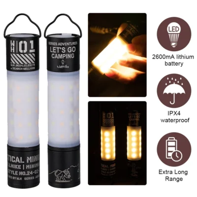 Lanterna super brilhante ipx4, à prova d'água, portátil, led, 2600mah, portátil, banco de potência, para acampamento ao ar livre, caminhadas