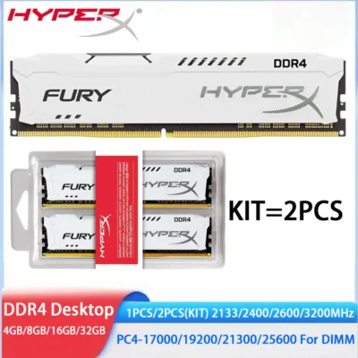 HYPERX Memoria DDR4 Desktop RAM 16GB 32GB 4G 8GB 2133 3200MHz 2400 2666MHz Memória DIMM 1.2V 288Pin PC4-25600 21300 19200 PC RAMs