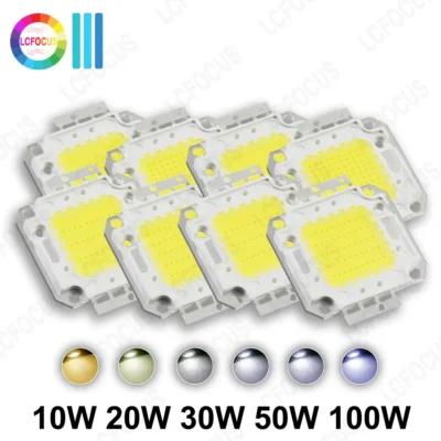 Chip integrado LED COB de alta potência 10w 20w 30w 50w 100w branco quente luz branca natural 3000K 4000K 6000K para iluminação externa holofotes lâmpadas LED