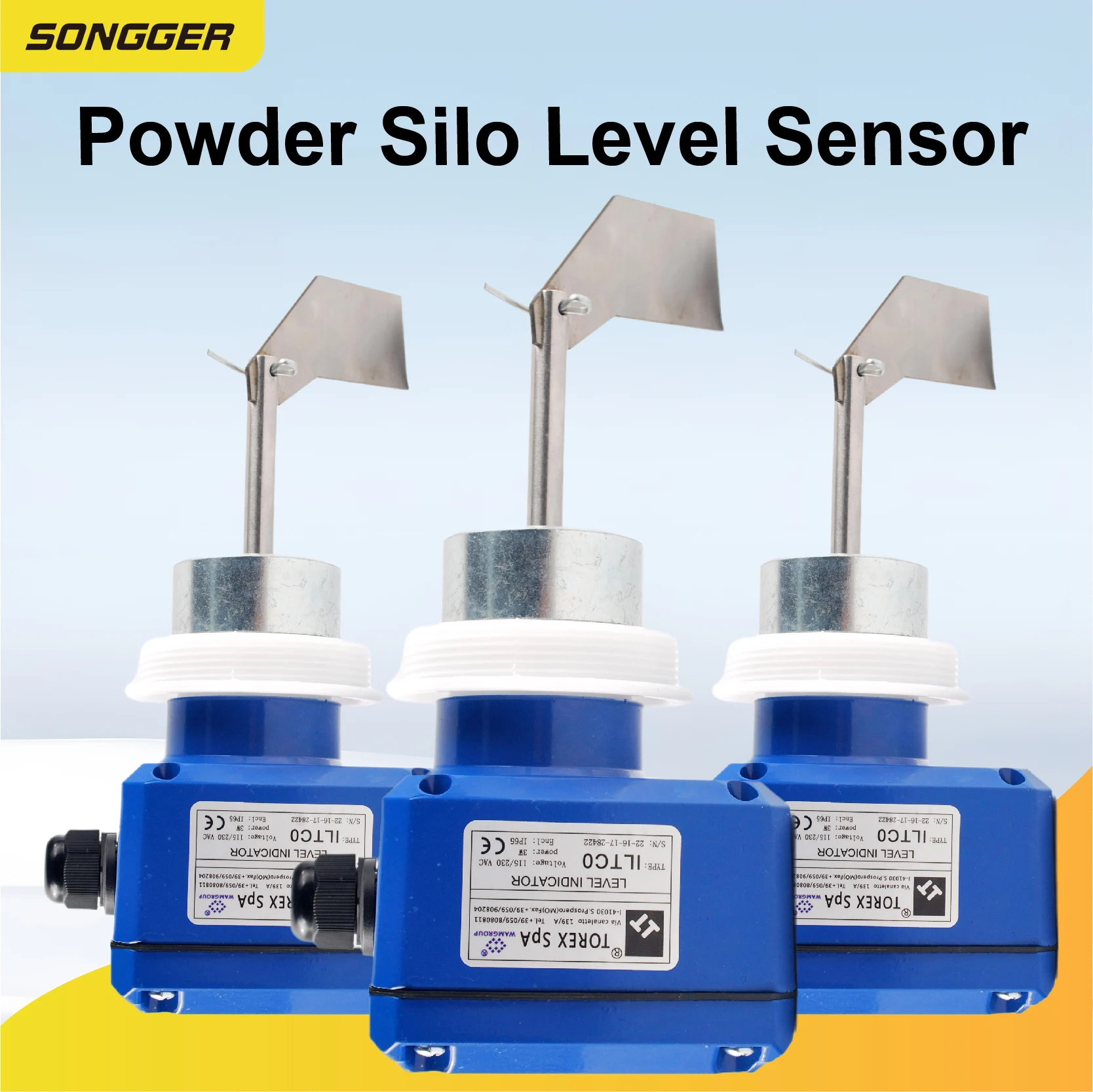 Sensor de Nível Tipo Pá Rotativa para Pó Granel em Silos AC220V DC24V Instalação com Rosca Carcaça de Alumínio Interruptor de Nível Industrial para Hopper - Image 3