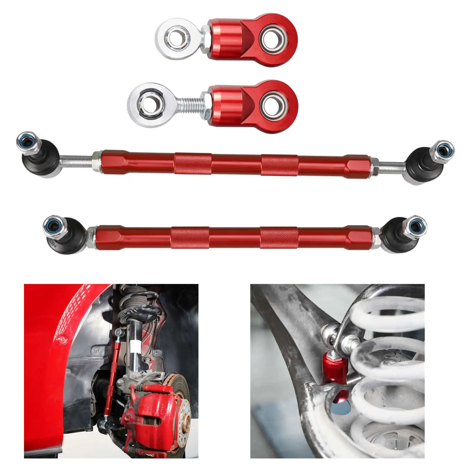 Kit de links de extremidade de barra estabilizadora dianteira e traseira ajustável BEVINSEE para Audi A3 S3 8V, para VW para Golf MK7 MK7.5 para Jetta / GLI 7