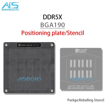 Estação de modelo de estêncil de reballing bga para ddr5x bga190 ddr placa de posicionamento de chip de memória de vídeo planta rede de estanho malha de aço
