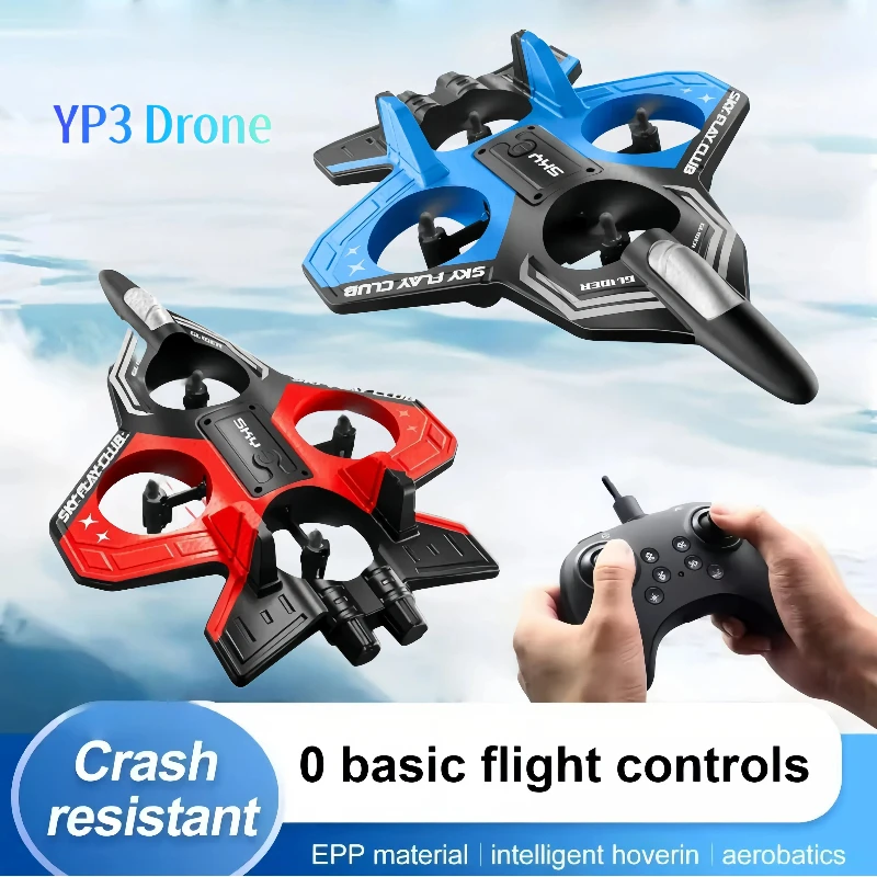 Drone RC YP3 Glider com Luz, Helicóptero Voador, Avião a Jato RC para Hobby, Brinquedo de Avião de Combate de Espuma com Controle Remoto 2.4G para Acrobacias 