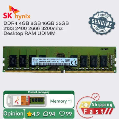 Memória Desktop SK Hynix DDR4 16GB 8GB 4GB 3200 2666 2400 2133 RAM PC DIMM PC4 1.2V