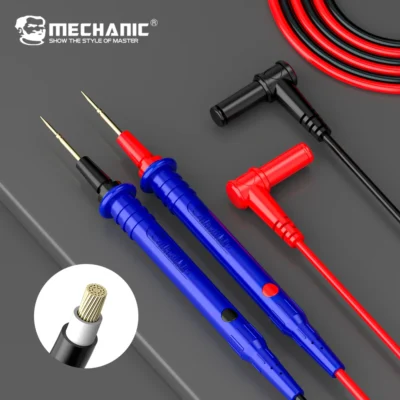 MECHANIC Cabo de Teste Universal Banhado a Ouro Multímetro Digital Alta Precisão Ponta Agulha Dupla Isolação Silicone Flexível
