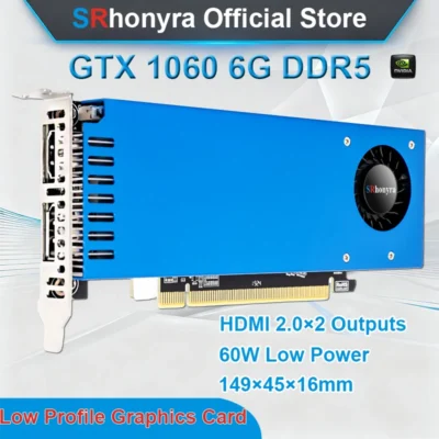 Placa Gráfica SRhonyra Geforce GTX 1060 3/6GB de Baixo Perfil, GDDR5 PCIe 3.0 X16 192 Bits SFF GPU com Duas Portas