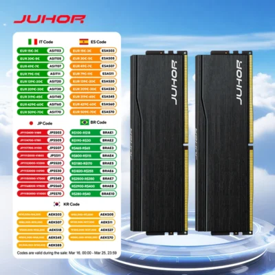 JUHOR Ram DDR5 32GB (16GBX2) 6000MHz 6400MHz DDR5 6400MHz Desktop Memoria Ram