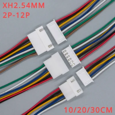 10 peças jst xh2.54 xh 2.54mm conector de cabo de fio 2p/3p/4p/5p/6/7/8/9/10/11/12 pinos passo macho fêmea tomada 10/20/30cm comprimento
