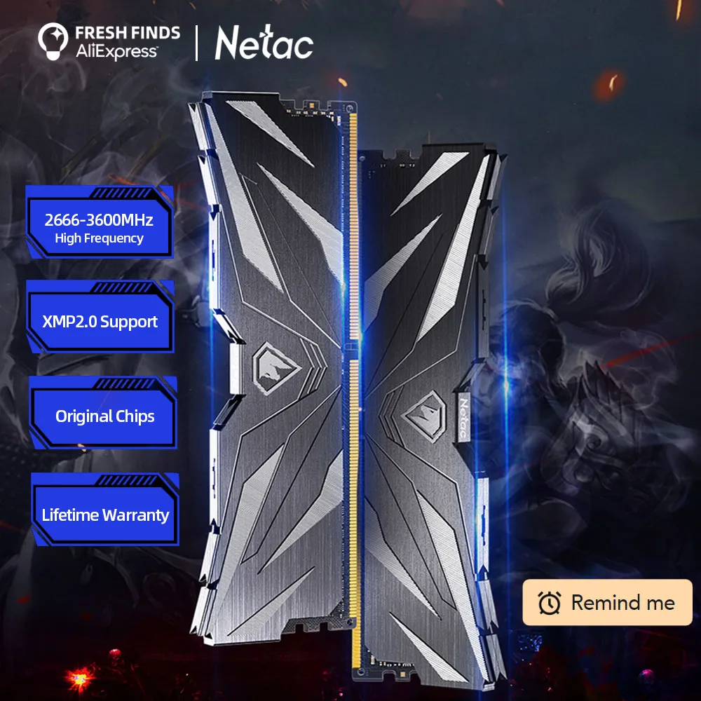 Netac memória ram ddr4 3600mhz 3200mhz 2666mhz 8gb 16gb ddr5 4800mhz espalhador de calor canal duplo 288pin udimm memória de desktop