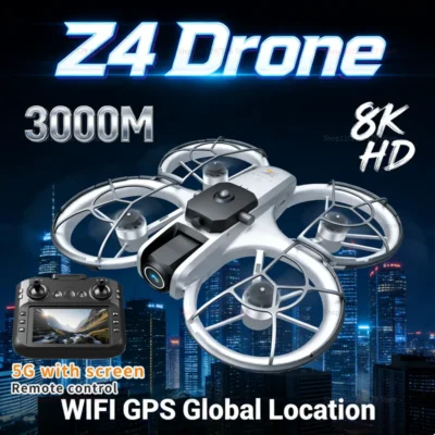 Drone Z4 2026 8K WIFI GPS Profissional com Câmeras Duplas para Fotografia Aérea HD, Quadricóptero com Controle Remoto, Brinquedo UAV para Atividades ao Ar Livre