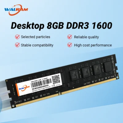 Memória RAM Walram DDR3 1600MHz, 8GB, 4GB, 1.5V CL11, DIMM 240 Pinos, Memória Interna para Computador Desktop DDR3 1600 MHz para PC