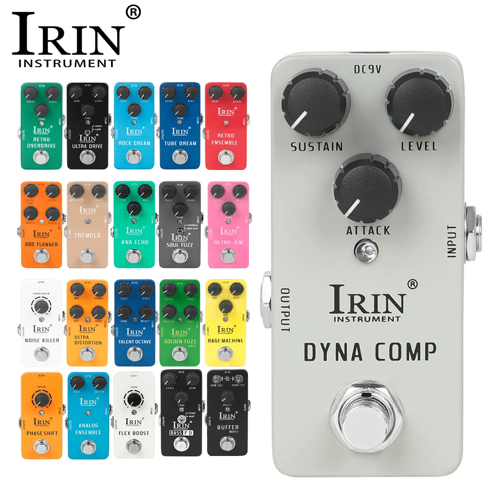 IRIN-Pedal Retro Efeito Guitarra, Overdrive, máquina de Raive, Dynamic Comp, Noise Killer, Flex Boost, tubo Sonho, Tremolo