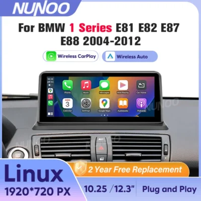 Para bmw série 1 e81 e82 e87 e88 2004-2012 ccc cic sem fio carplay android auto carro multimídia player linux 1920*720 tela