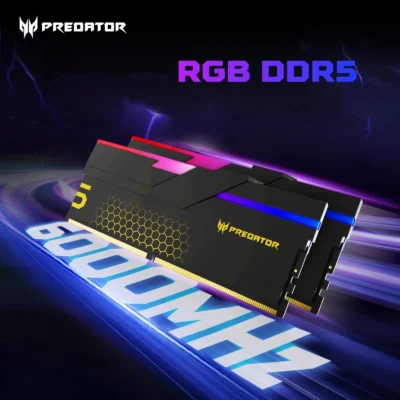 Memória RAM ACER PREDATOR RGB DDR5 48GB (2x24GB) 6000MHz, CL28, memória de computador para jogos compatível com XMP 3.0/AMD EXPO