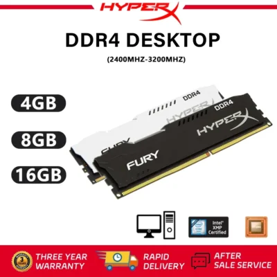 Memória DDR4 PC RAM HyperX Fury, RAM DDR4 4GB 8GB 16GB 2400MHZ 2666MHZ 3200MHz para Desktop 1.2V