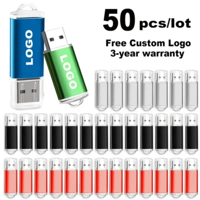 50 Pçs/lote Cor USB Flash Drive Pen Drive 1GB 2GB 4GB 8GB 16GB Pendrive Memória Stick 32GB 64GB USB Stick Presente Livre LOGOTIPO Personalizado