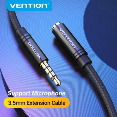 Vention 3.5mm jack cabo de extensão de áudio para carro pc tv portátil interruptor macho para fêmea estéreo 3.5 fone de ouvido aux estender cabo adaptador