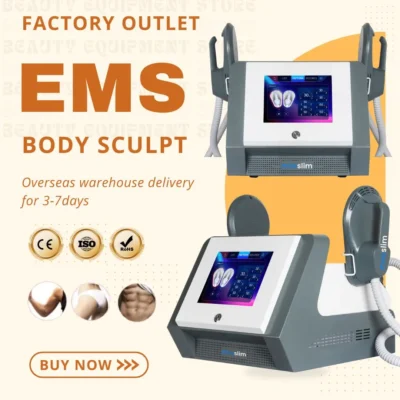 Máquina de Construção Muscular MYOslim EMS com RF para Remoção de Gordura, 2 Manípulos para Esculpir Músculos e Estimulação Muscular para Fitness e Bem-Estar