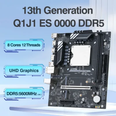Kit DIY de Placa-Mãe para Computador de Escritório com CPU Integrada Combo 13ª Geração Core Interposer Q1J1 ES 0000 8C12T DDR5 RAM Desktop