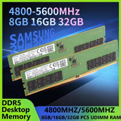 Memória RAM SAMSUNG DDR5 para Desktop 8GB 16GB 32GB 4800 5600MHz UDIMM XMP 3.0 DIY Alto Desempenho para Computador de Escritório/Jogos