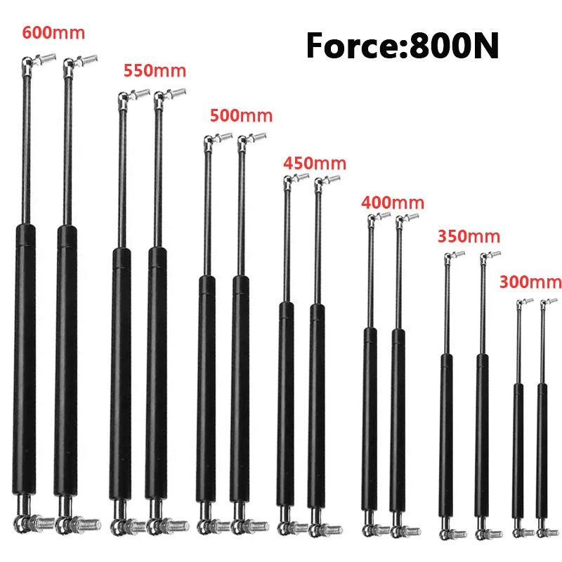 2 peças barras de suporte universais 800n 300/350/400/450/500/550/600mm suporte de mola a gás para carro caravanas porta janelas escotilhas barco ônibus