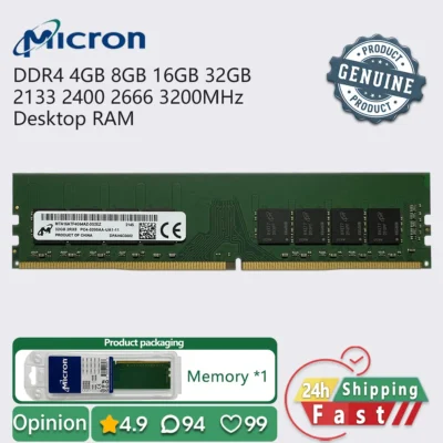 Memória de Desktop Micron DDR4 16GB 8GB 4GB 3200 2666 2400 2133 PCRAM udimm pc4 1.2v
