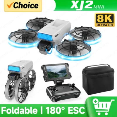 Novo xj2 mini câmera drone 8k profissional hd dobrável sem escova quadcopter rc dron fpv aeronave uav brinquedo para menino presente crianças aéreo