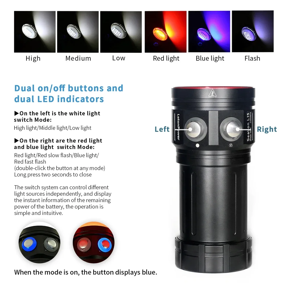 Subaquática 27 LED Fotografia Luz, Lâmpada de destaque profissional, 22800Lumens, Lanterna de mergulho, 100m à prova d'água, Tocha de câmera de vídeo - Image 2