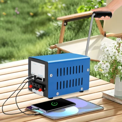 Gerador de manivela manual de 20W Gerador de carregamento USB de emergência portátil para viagens, camping, survial