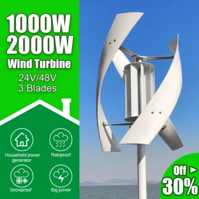 Gerador de turbina eólica residencial, eixo vertical, energia alternativa, 1000w, 2000w, 24v, 48v, moinhos de vento para uso doméstico, fazenda, rua