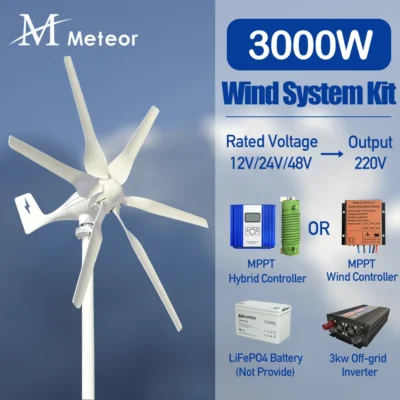 Gerador de turbina eólica, 2000w, 3000w, kit completo de sistema de fonte de alimentação, gerador elétrico, energia livre, eletrodomésticos